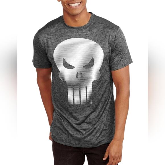 Marvel Punisher Ombre Skull Halftone Men's Poly Graphic Tee T-Shirt Small - Picture 1 of 4